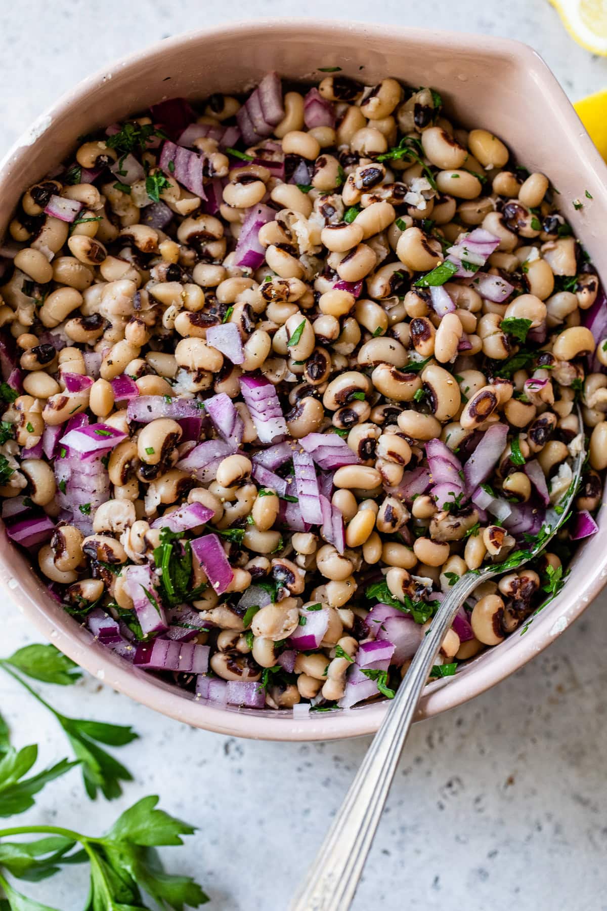 Black Eyed Peas Salad in a bowl.