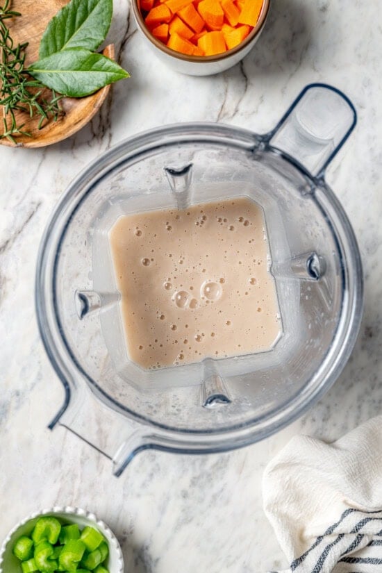 Pureed beans in blender