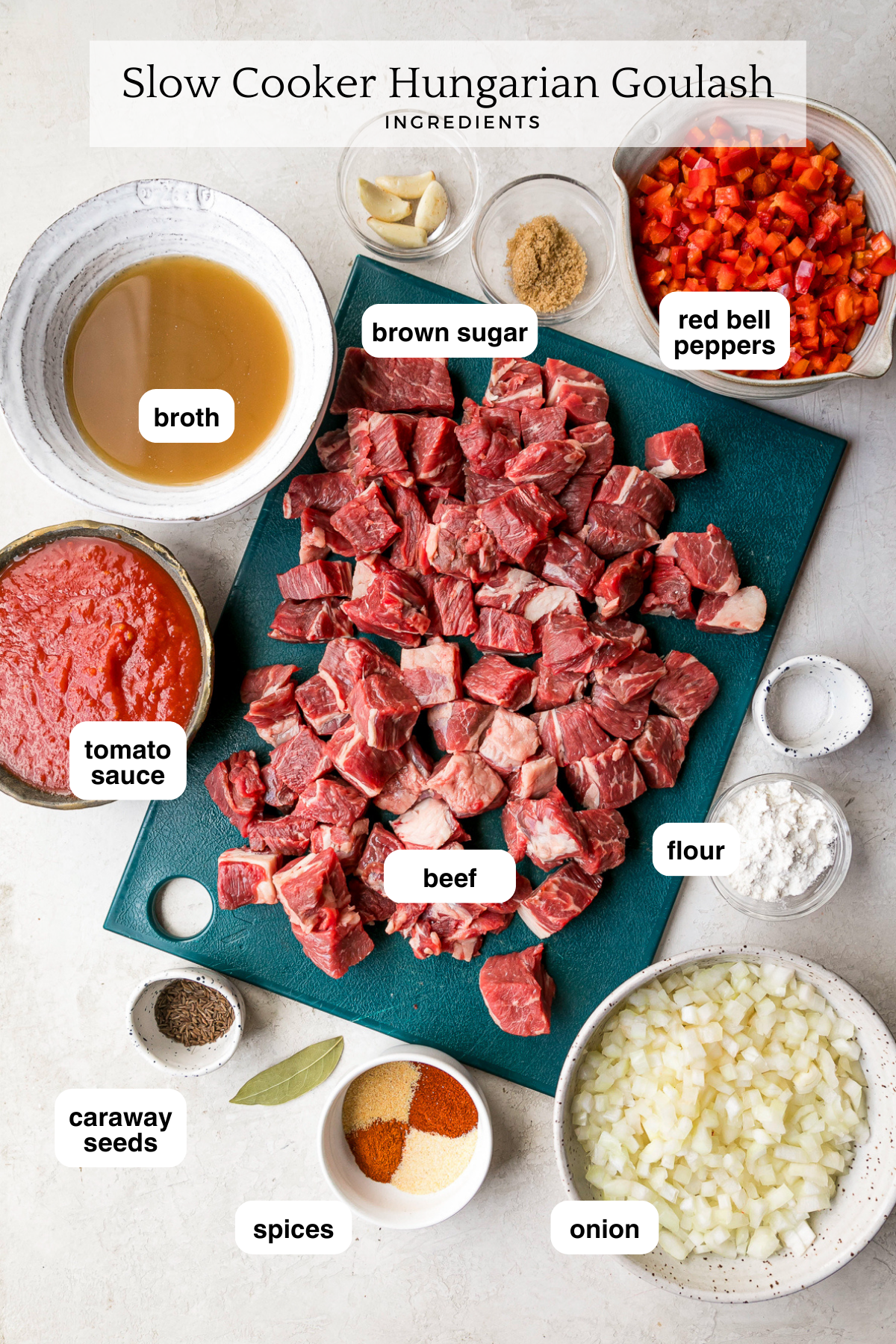 Hungarian Goulash ingredients
