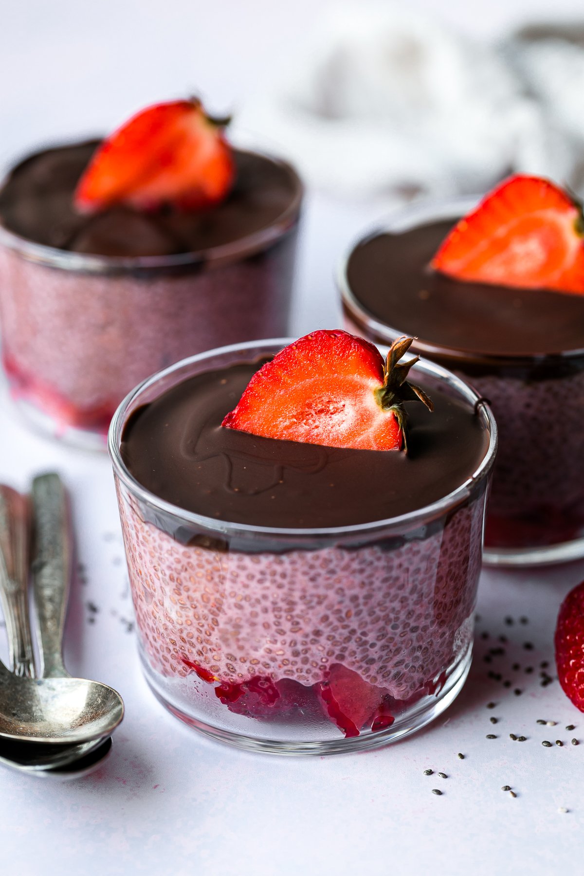Chocolate Covered Strawberry Chia Seed Pudding