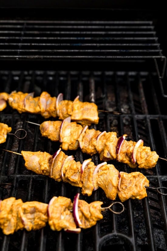 grill the chicken skewers