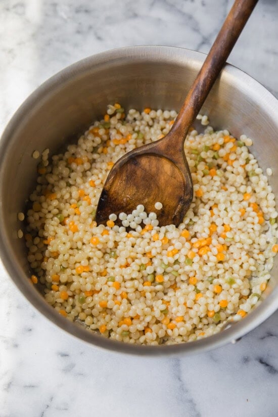 Cook the pearl couscous