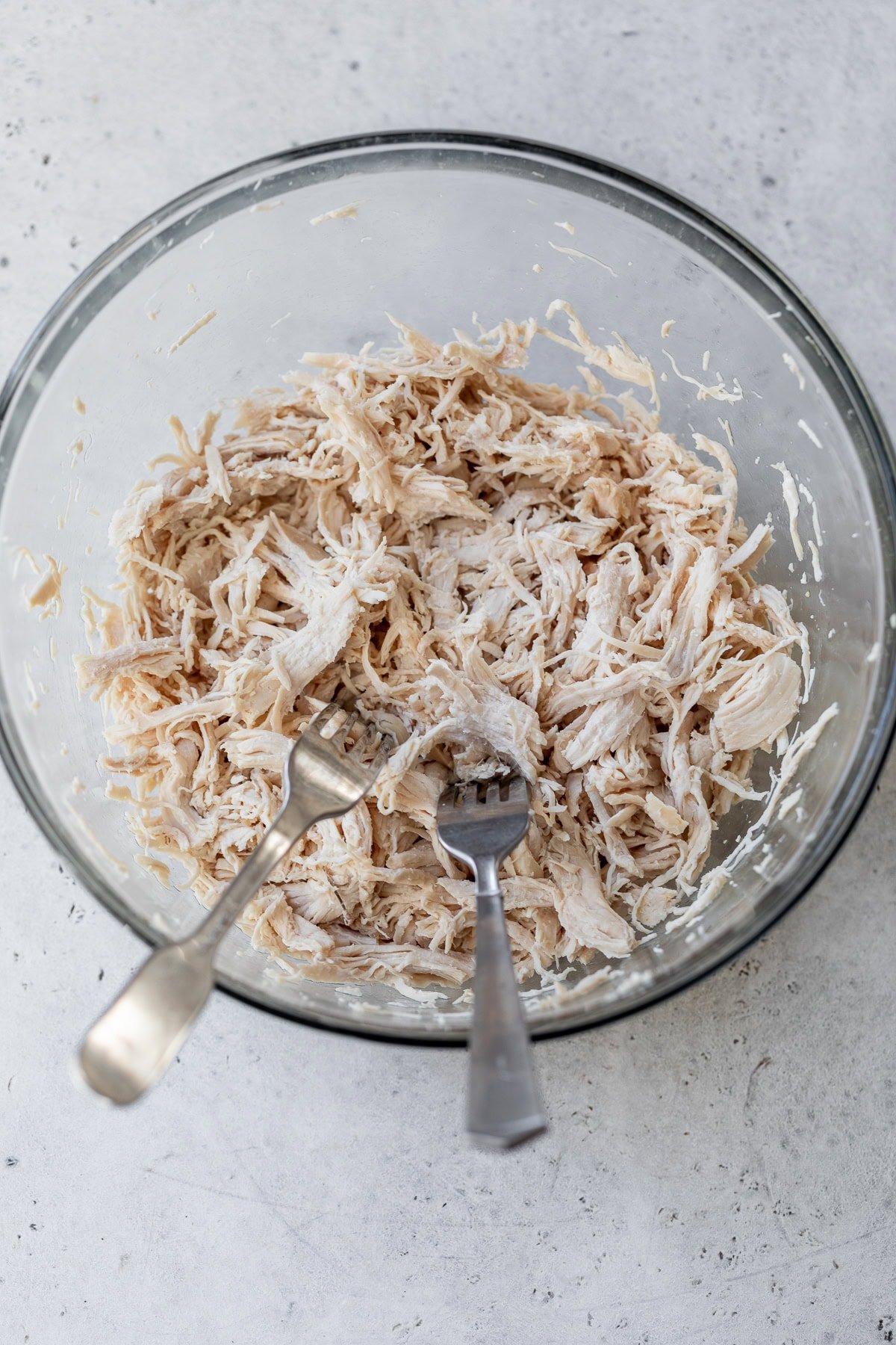 chicken breast shredded with forks