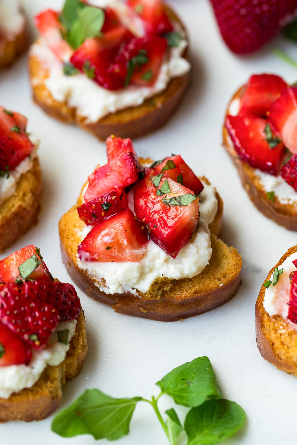Strawberry Crostini with mint