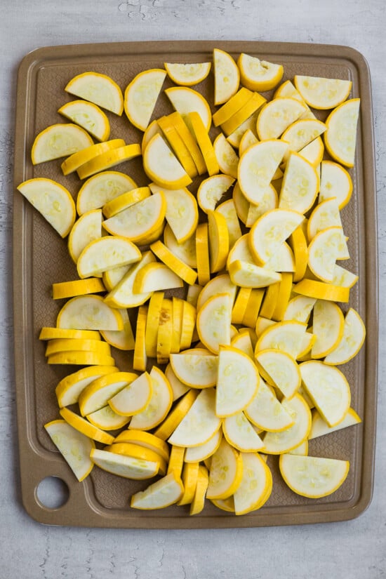 Cut squash into half moon slices