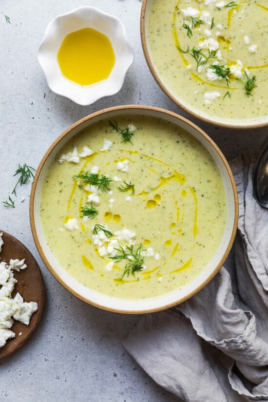 Roasted Zucchini Feta Soup