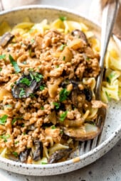 Chicken, Mushrooms, Noodles