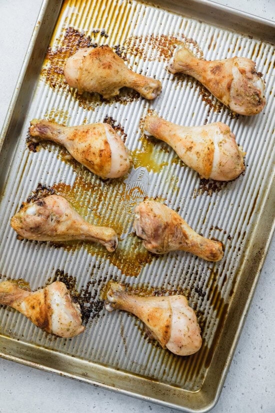 Place the drumsticks on the sheet pan and broil