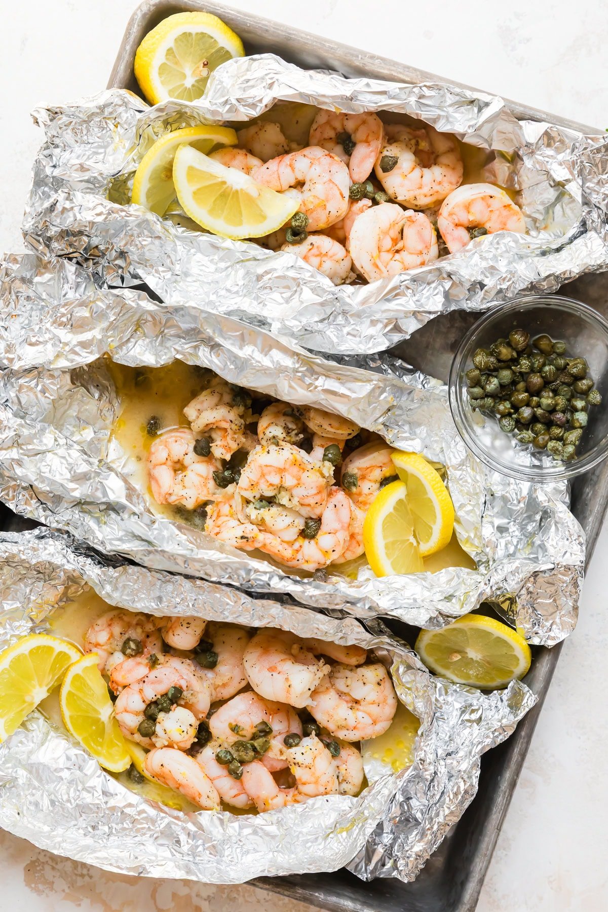 Shrimp Piccata in Foil