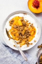 Warm Peach Crisp Yogurt Bowl