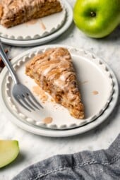 Apple scone on plate with fork