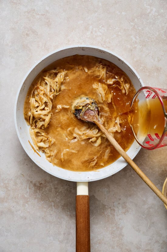 Add broth and onion soup mix