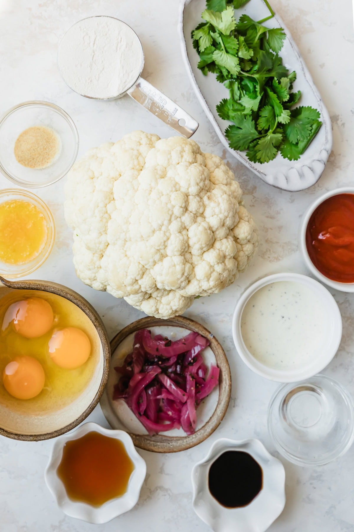 Ingredients for Honey Sriracha Cauliflower Wings