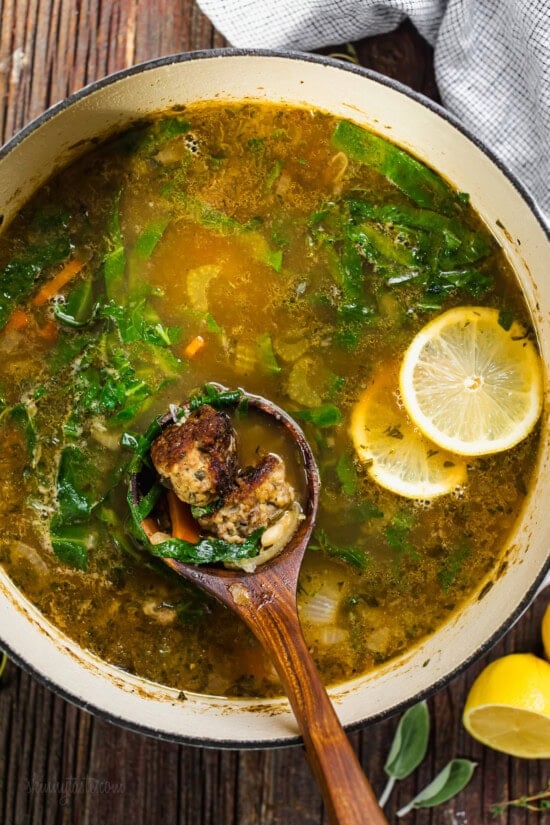 Tuscan White Bean Soup with Meatballs