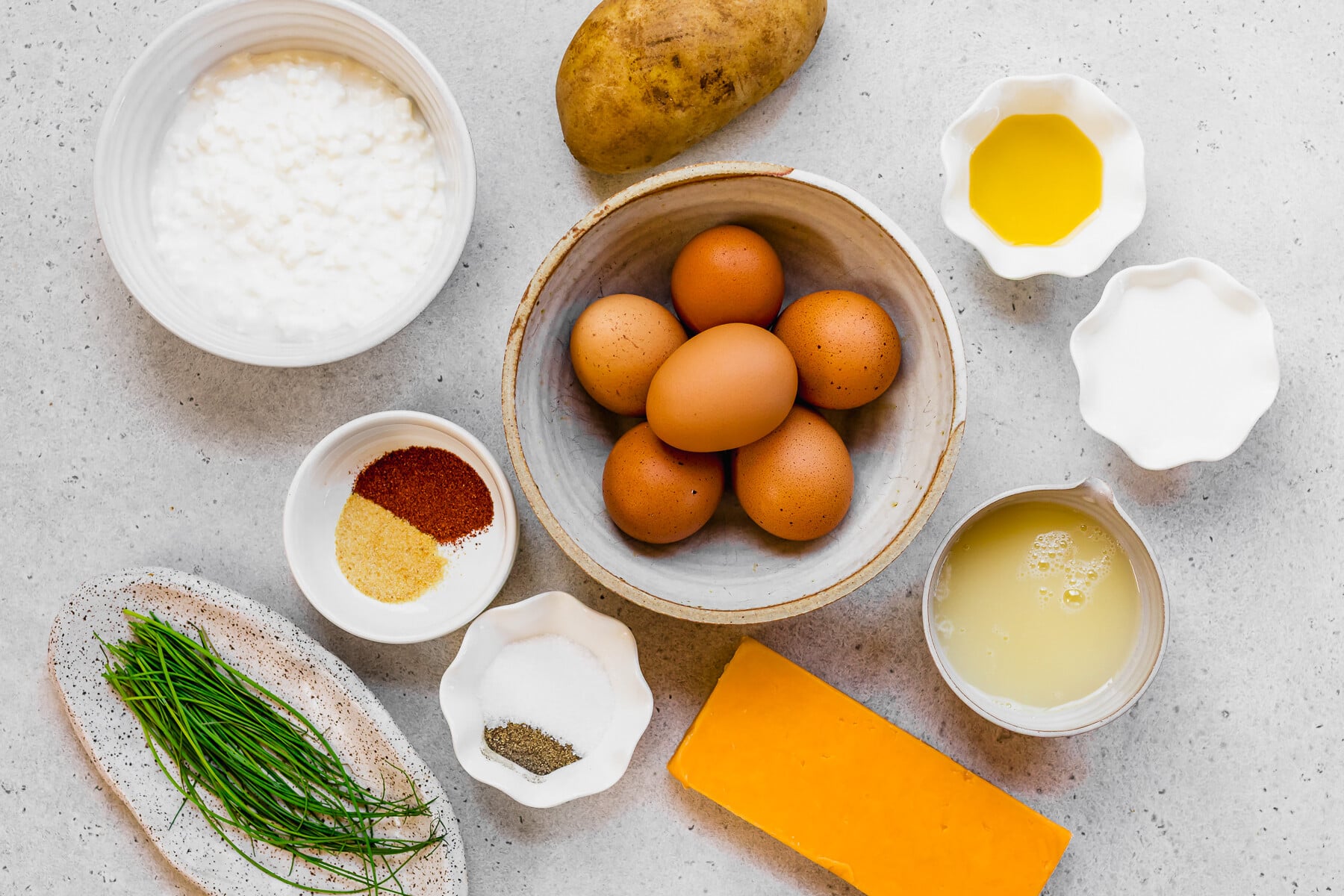 Ingredients to make Potato Cheddar Chive Bake (Starbucks)