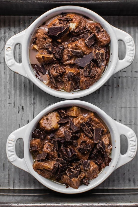 Chocolate Bread Pudding about to go in the oven
