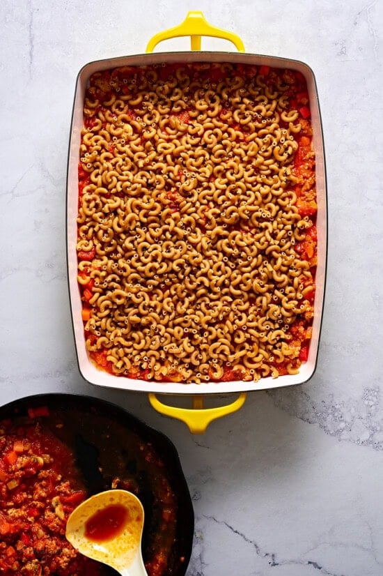 Macaroni Casserole with while wheat elbows