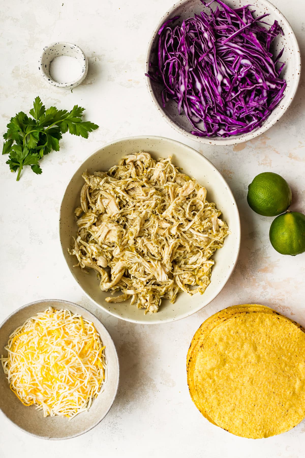 Salsa Verde Chicken Tostada ingredients