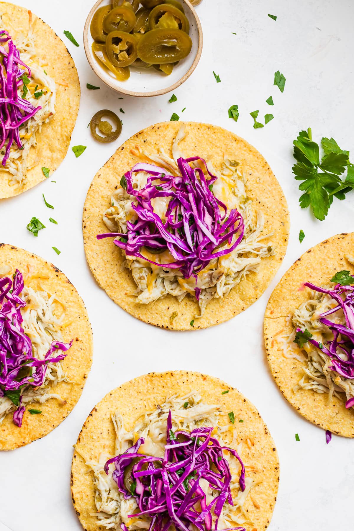 Salsa Verde Chicken Tostadas