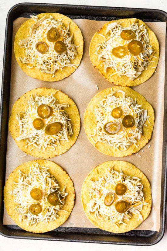 assemble the tostadas and bake