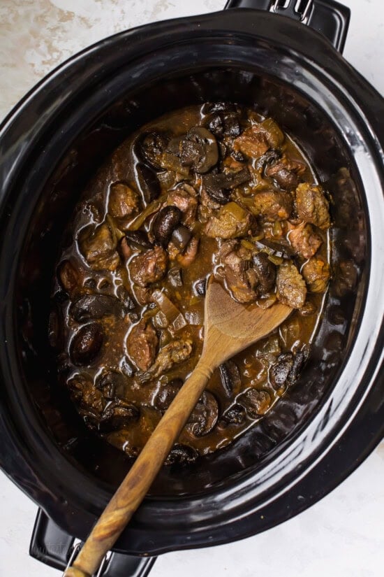 Beef in slow cooker cooked