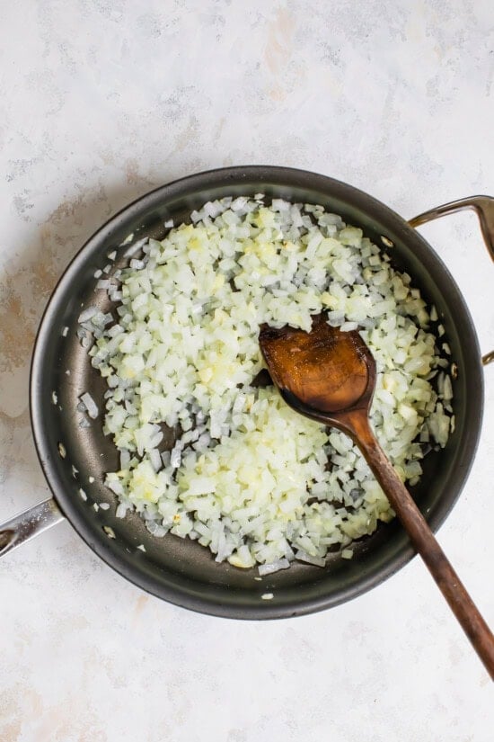 saute onions in skillet