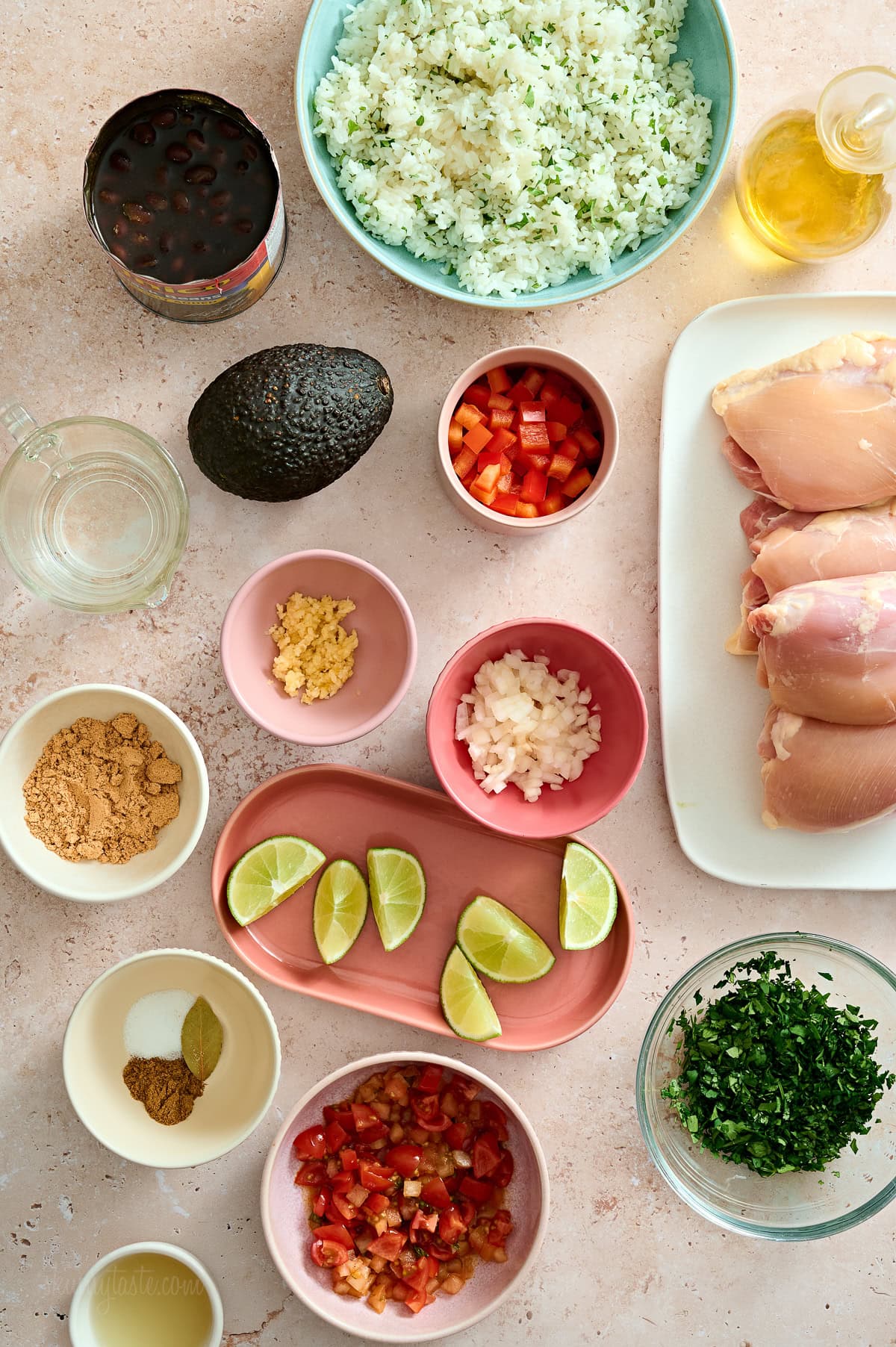 Ingredients for Chicken Taco Bowls