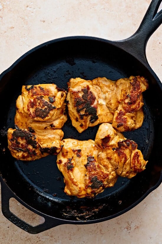 Cook the chicken thighs