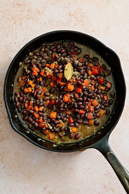 Black beans in skillet