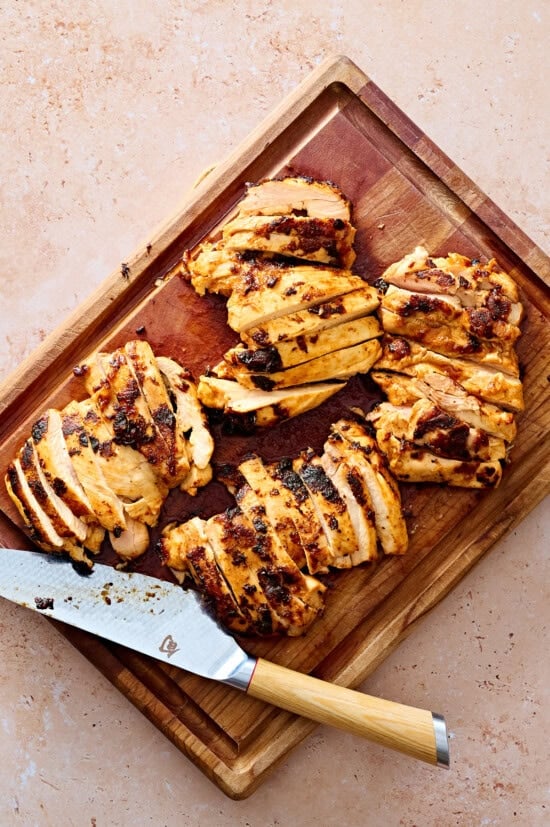 Cook then slice the chicken