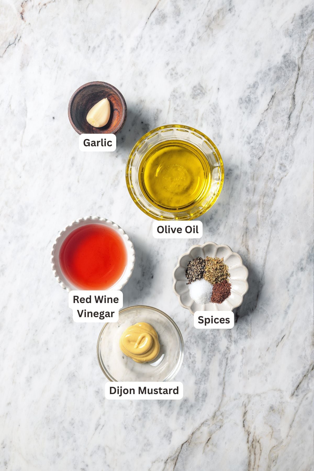 Ingredients for Greek salad dressing.