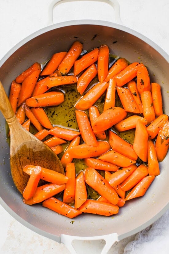 Cooked Carrots in a skillet