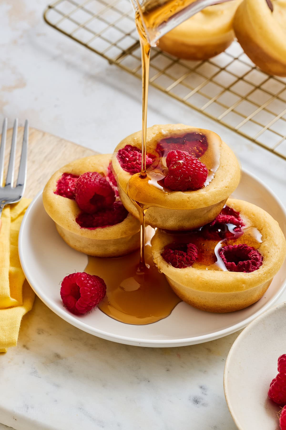 Pancake Muffins with raspberries