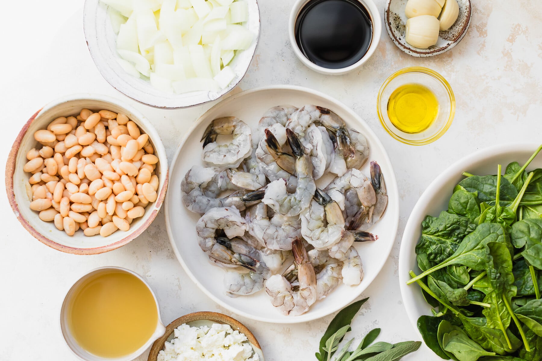 Shrimp and White Beans with Spinach and Feta