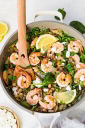 Shrimp and White Beans with Spinach and Feta