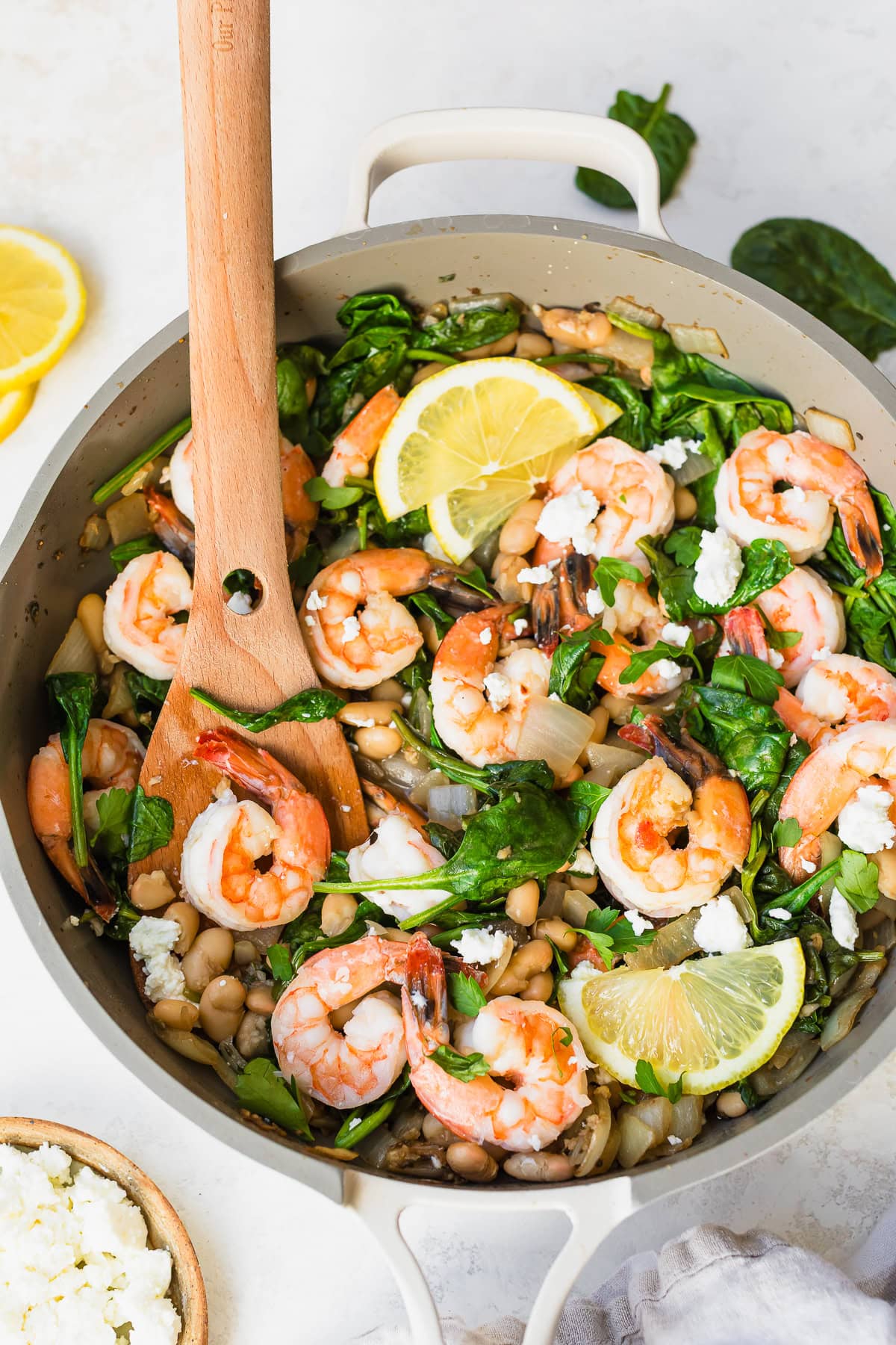 Shrimp and White Beans with Spinach and Feta