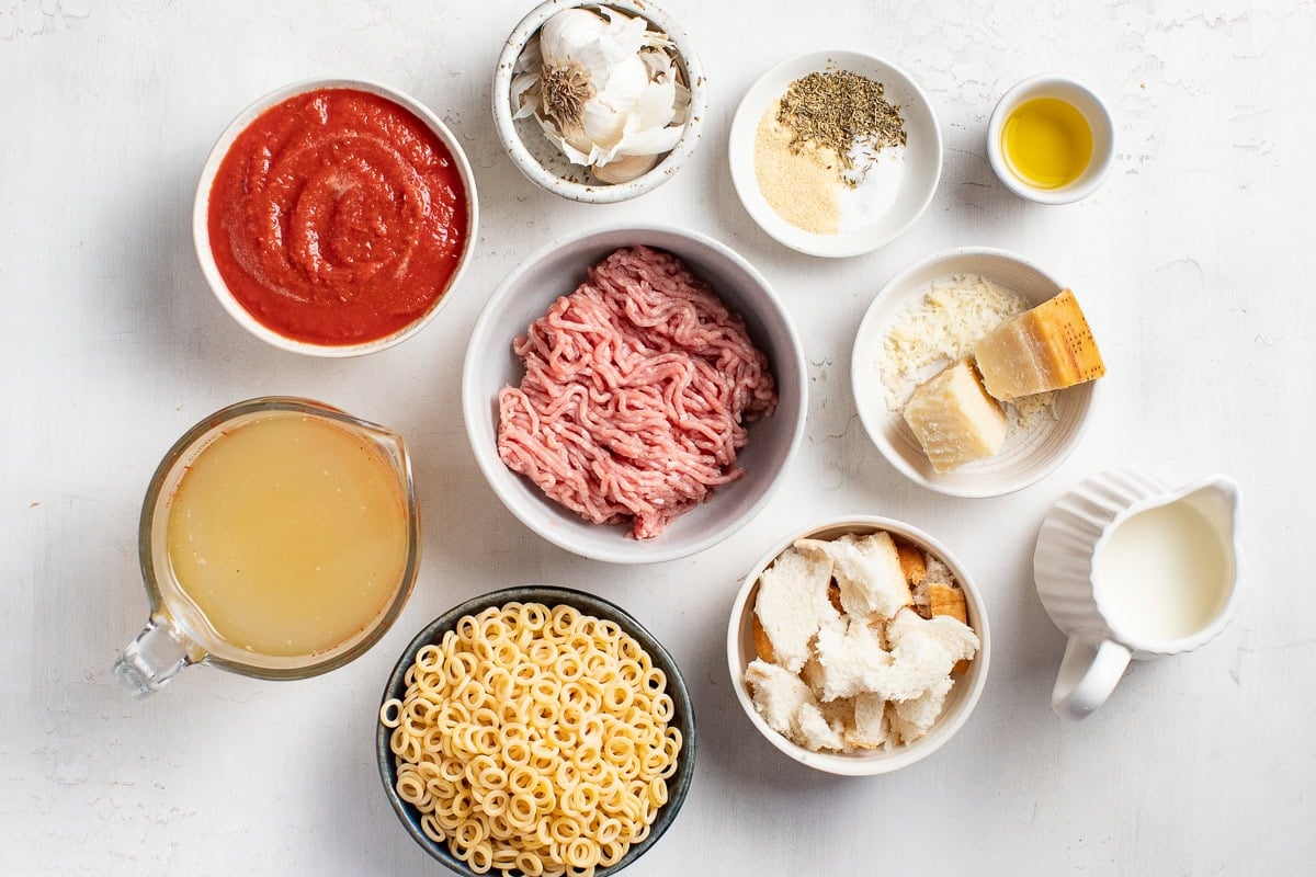 Ingredients for Spaghettios and Meatballs