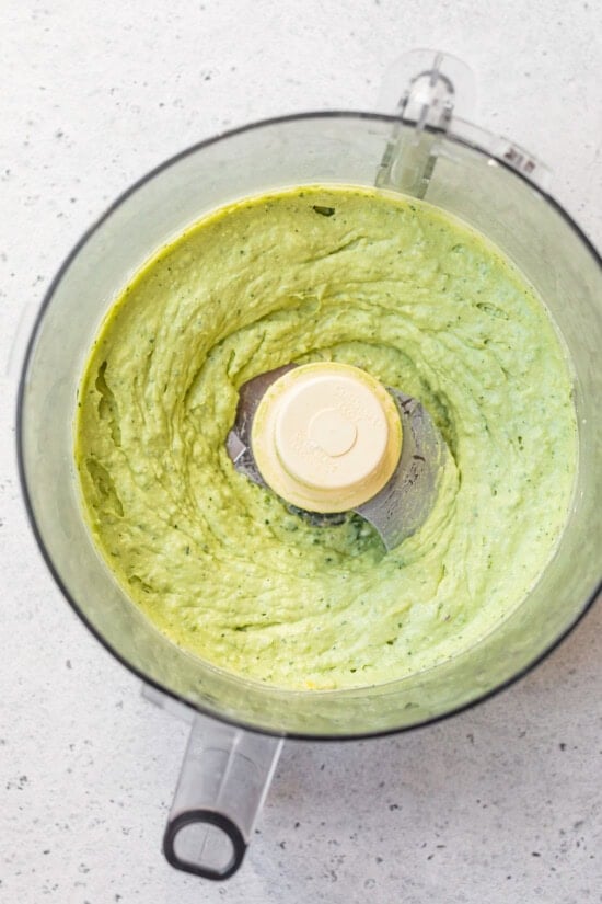 Whipped Avocado Cottage Cheese Dip in food processor