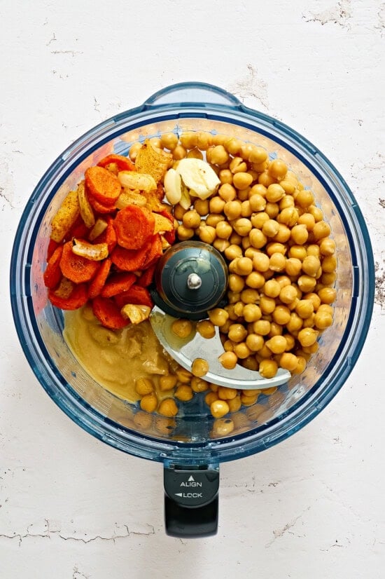 Roasted Carrot Hummus in food processor