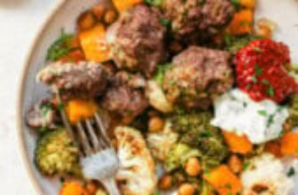 Sheet Pan Meatballs with Chickpeas and Vegetables