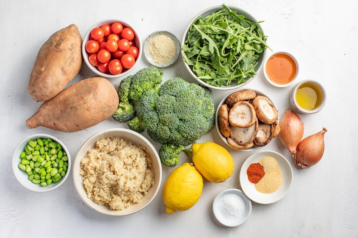 Quinoa and Ingredients for Roasted Vegetables
