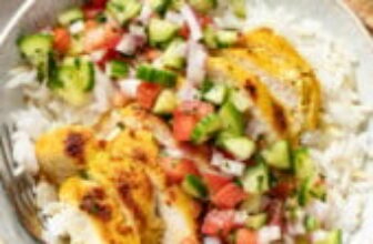 Feta-Brined Chicken Bowls with Salad Shirazi