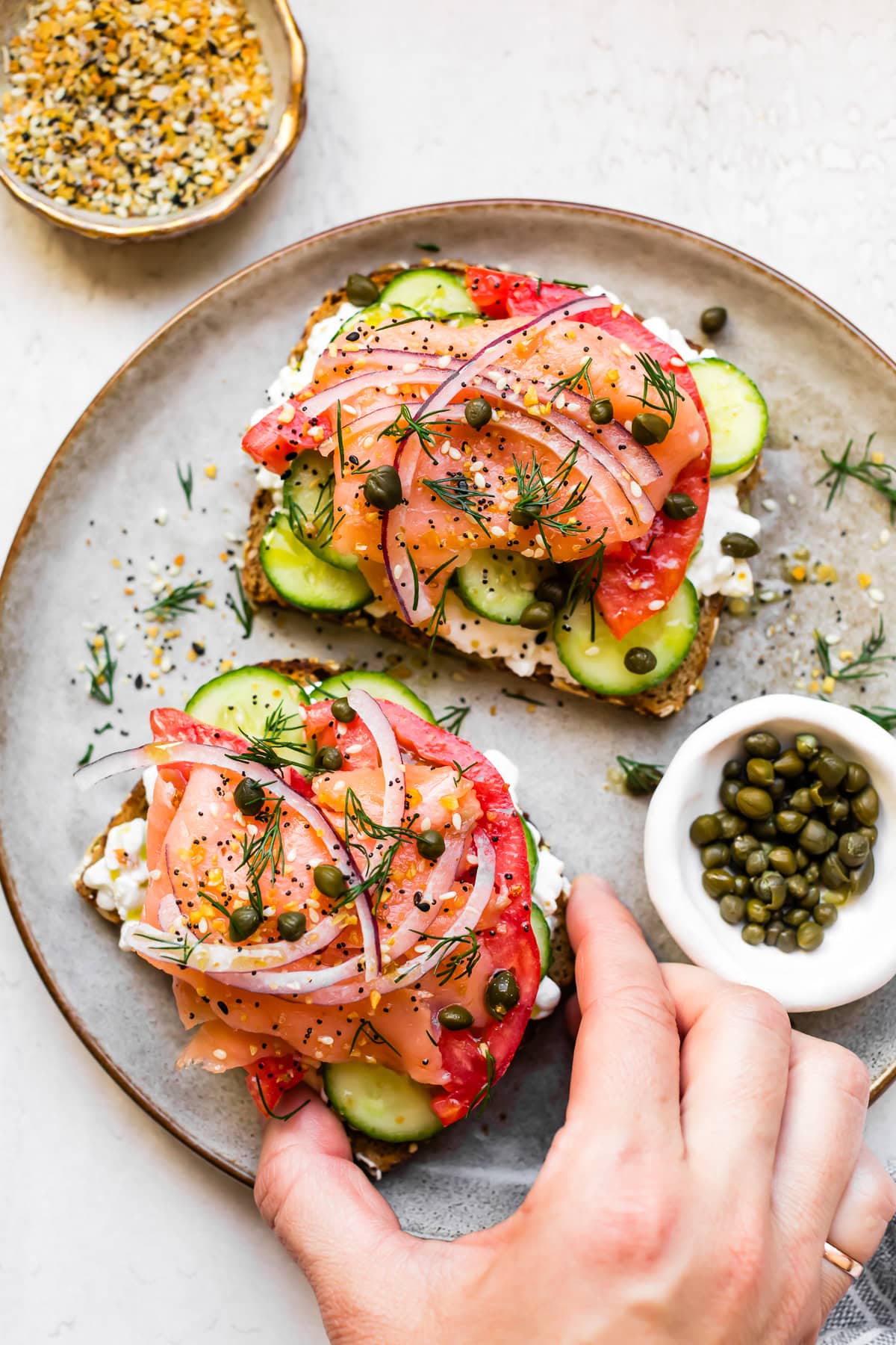 Smoked Salmon Toast with cottage cheese