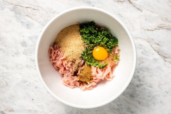 Ingredients for southwest turkey meatballs in bowl.